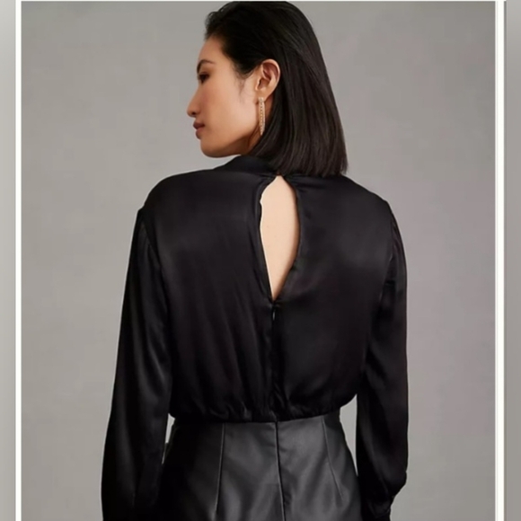 Anthropologie Maeve Plunge Faux Leather Dress Size 10 - Picture 3 of 10